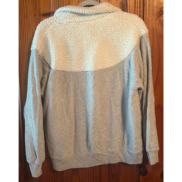 Aerie gray/white oversized Sherpa/fleece quarter zip womens size XXS - Picture 3 of 3